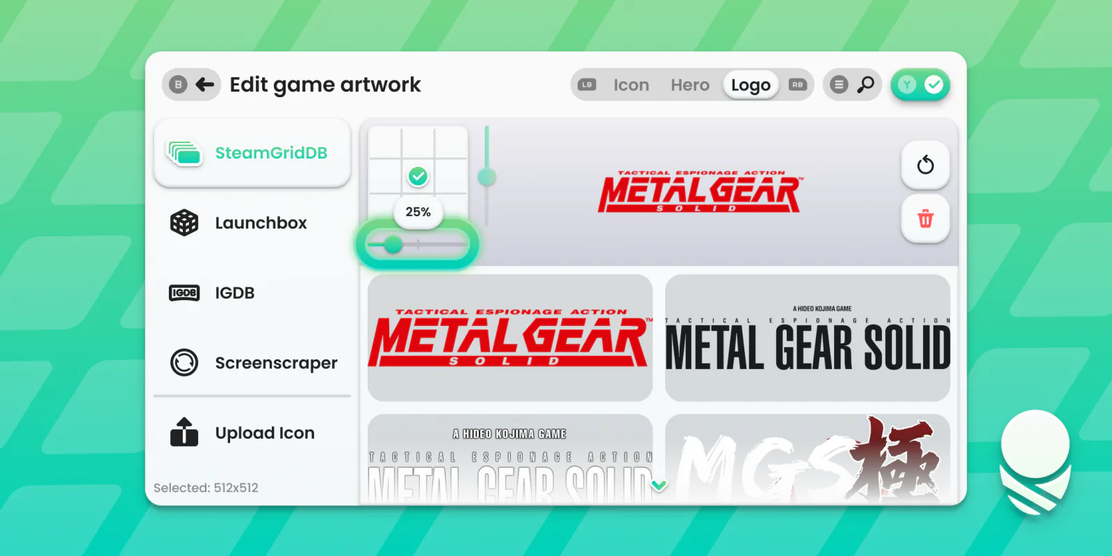 Cocoon game artwork picker showing several scraping sources