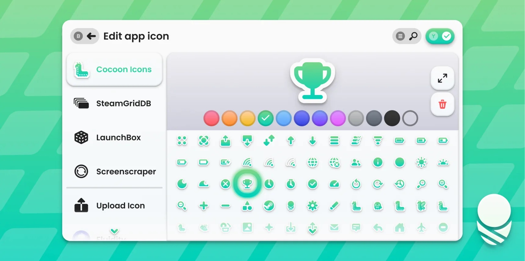 Picking a Cocoon Icon for an app in Edit App Icon