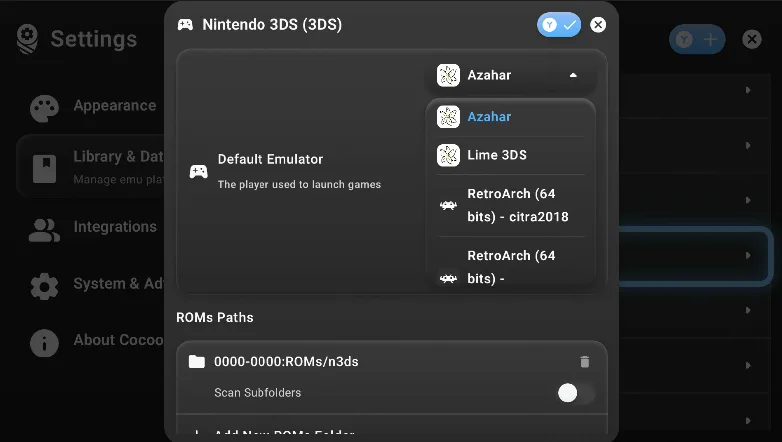 Emulator dropdown
