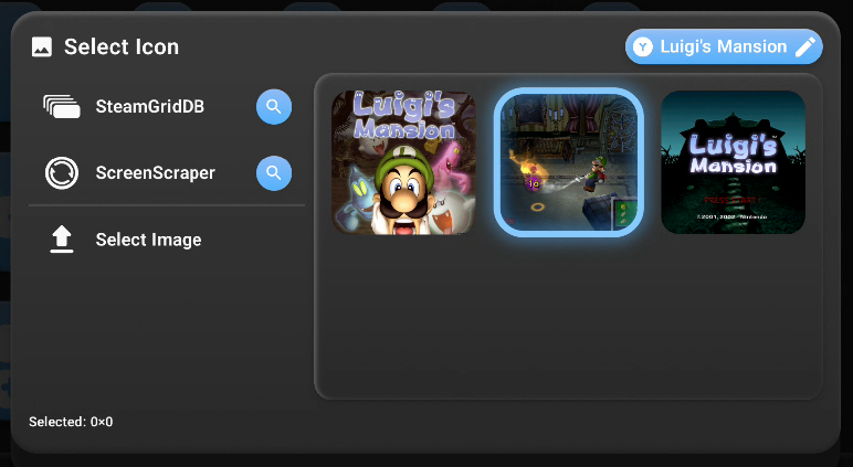 The media picker showing art sources on the left and image results on the right